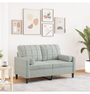  Dvivietė sofa su pagalvėlėmis, šviesiai pilka, 120cm, aksomas - Sofos, sofos-lovos - 1