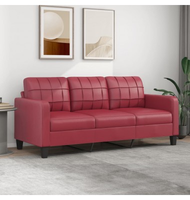  Trivietė sofa, raudonojo vyno spalvos, 180cm, dirbtinė oda - Sofos, sofos-lovos - 1