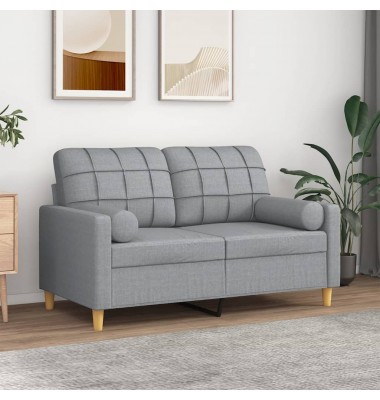  Dvivietė sofa su pagalvėlėmis, šviesiai pilka, 120cm, audinys - Sofos, sofos-lovos - 1