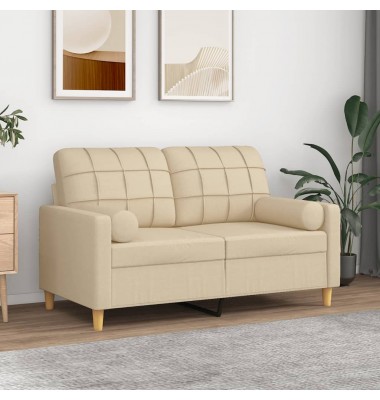  Dvivietė sofa su pagalvėlėmis, kreminės spalvos, 120cm, audinys - Sofos, sofos-lovos - 1