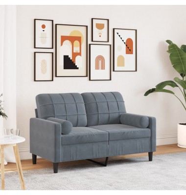  Dvivietė sofa su pagalvėlėmis, tamsiai pilka, 120cm, aksomas - Sofos, sofos-lovos - 1