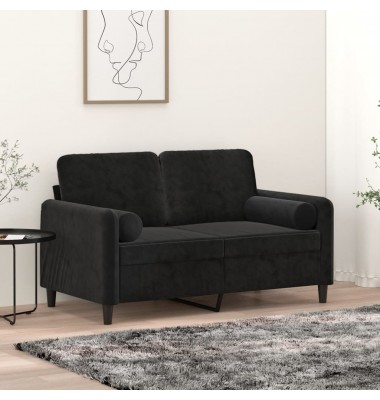  Dvivietė sofa su pagalvėlėmis, juodos spalvos, 120cm, aksomas - Sofos, sofos-lovos - 1