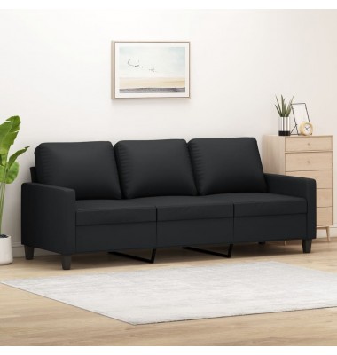  Trivietė sofa, juodos spalvos, 180cm, dirbtinė oda - Sofos, sofos-lovos - 1