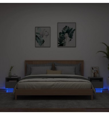  Naktinės spintelės su LED, 2vnt., juodos, 40x39x37cm - Naktinės spintelės - 1