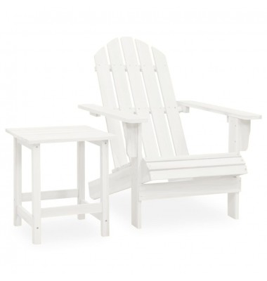 Sodo Adirondack kėdė su staliuku, baltos spalvos, eglės masyvas - Lauko kėdės - 1