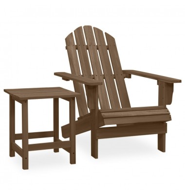 Sodo Adirondack kėdė su staliuku, rudos spalvos, eglės masyvas - Lauko kėdės - 1