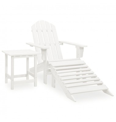 Sodo Adirondack kėdė su otomane ir staliuku, balta, eglė - Lauko kėdės - 1