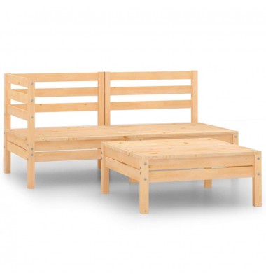  Sodo poilsio baldų komplektas, 3 dalių, pušies medienos masyvas - Lauko baldų komplektai - 1