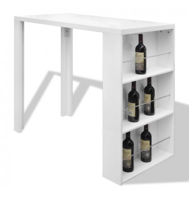 Baro stalas, MDF, su vyno stovu, ypač blizgus, baltas - Stalai - 1