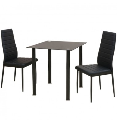  Valgomojo stalo ir kėdžių komplektas, juodos spalvos - Valgomojo, baro komplektai - 1