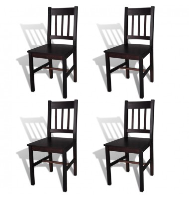  Valgomojo kėdės, 4vnt., tamsiai rudos, pušies mediena - Valgomojo Kėdės - 1