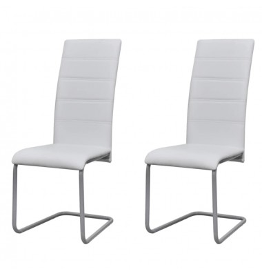  Gembinės valgomojo kėdės, 2vnt., baltos, dirbtinė oda  - Valgomojo Kėdės - 1