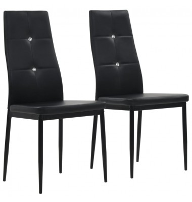  Valgomojo kėdės, 2 vnt., juodos spalvos, dirbtinė oda - Valgomojo Kėdės - 1