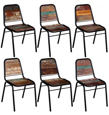  Valgomojo kėdės, 6 vnt., perdirbtos medienos masyvas - Valgomojo Kėdės - 1