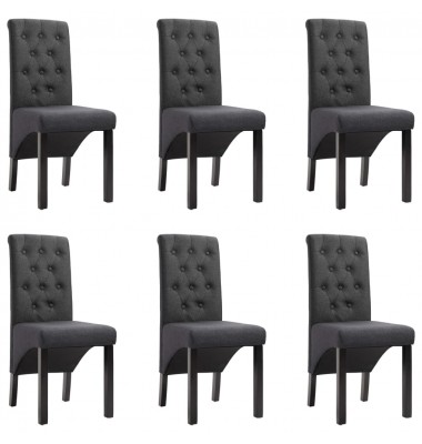  Valgomojo kėdės, 6 vnt., tamsiai pilkos, audinys - Valgomojo Kėdės - 1