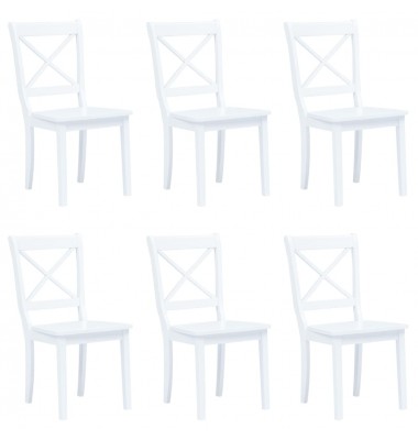  Valgomojo kėdės, 6 vnt., balt. sp., kaučiukmedžio med. masyvas - Valgomojo Kėdės - 1