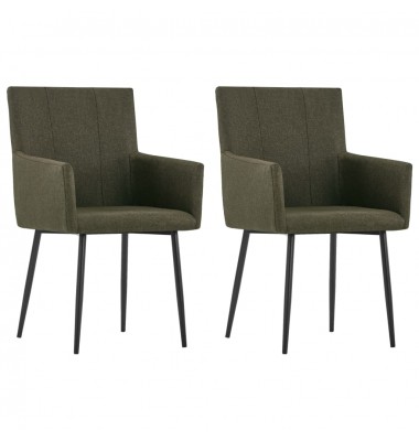  Valgomojo kėdės su porankiais, 2vnt., rudos spalvos, audinys  - Valgomojo Kėdės - 1