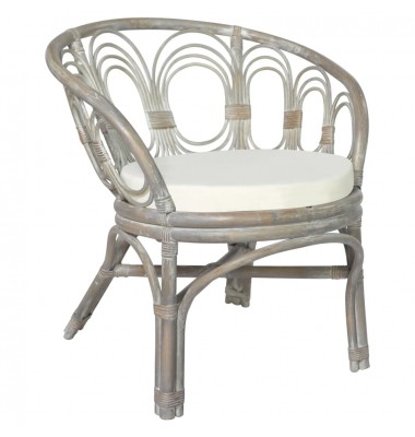  Valgomojo kėdė su pagalvėle, pilka, natūralus ratanas  - Valgomojo Kėdės - 1