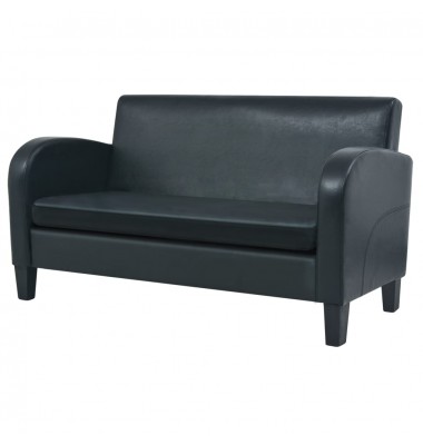  Dvivietė sofa, dirbtinė oda, juoda - Sofos, sofos-lovos - 1