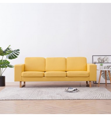 Trivietė sofa, geltona, audinys - Sofos, sofos-lovos - 1