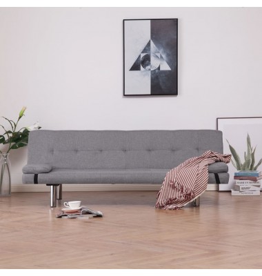  Sofa-lova su dviem pagalvėm, švies. pilkos sp., poliesteris - Sofos, sofos-lovos - 1