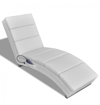  Masažinis krėslas, baltos spalvos, dirbtinė oda  - Masažiniai krėslai - 1