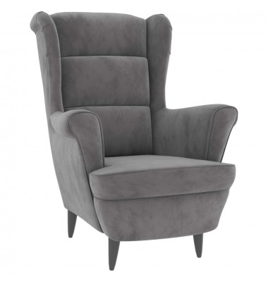 Krėslas, šviesiai pilkos spalvos, aksomas - Foteliai, krėslai - 1