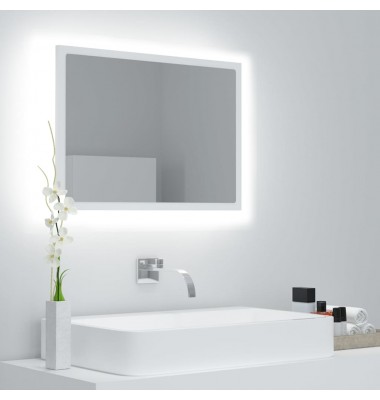  Vonios veidrodis su LED apšvietimu, baltas, 60x8,5x37 cm, MDP - Vonios spintelės, veidrodžiai - 1