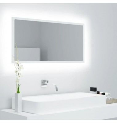  Vonios kambario veidrodis su LED, baltas, 90x8,5x37cm, MDP - Vonios spintelės, veidrodžiai - 1