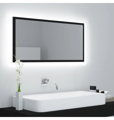  Vonios kambario veidrodis su LED, juodas, 90x8,5x37cm, MDP - Vonios spintelės, veidrodžiai - 1