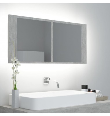  Veidrodinė vonios spintelė su LED, betono pilka, 100x12x45cm - Vonios spintelės, veidrodžiai - 1