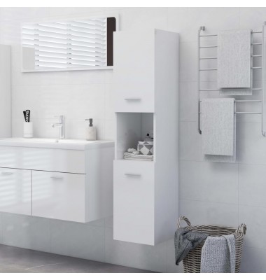 Vonios kambario spintelė, balta, 30x30x130cm, MDP, ypač blizgi - Vonios spintelės, veidrodžiai - 1