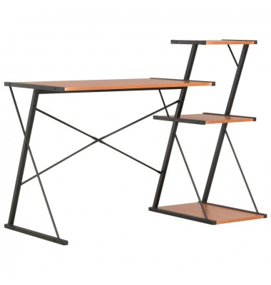  Rašomasis stalas su lentyna, juodas ir rudas, 116x50x93cm - Rašomieji stalai - 1