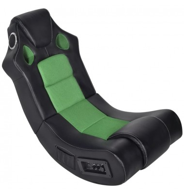  Supama kėdė, juoda ir žalia, garso jungtis, dirbtinė oda - Žaidimų kėdės - 1