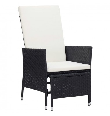  Atlošiama sodo kėdė su pagalvėlėmis, juoda, poliratanas - Lauko kėdės - 1