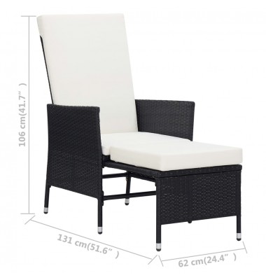  Atlošiama sodo kėdė su pagalvėlėmis, juoda, poliratanas - Lauko kėdės - 8