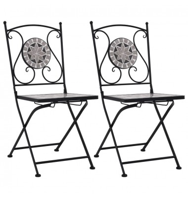  Mozaikinės bistro kėdės, 2 vnt., pilkos spalvos - Lauko kėdės - 1