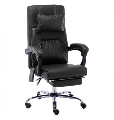  Masažinė biuro kėdė, juodos spalvos, dirbtinė oda - Biuro kėdės - 1