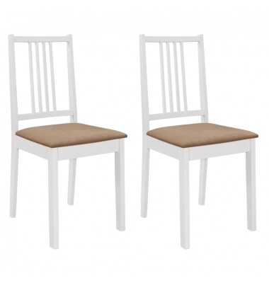  Valgomojo kėdės su pagalv., 2 vnt., balt. sp., medienos masyvas - Valgomojo Kėdės - 1