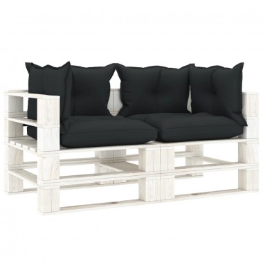  Dvivietė sodo sofa iš palečių su antracito pagalvėmis, mediena - Lauko sofos, lovos - 1
