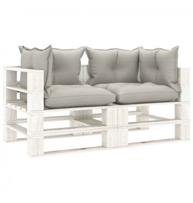  Dvivietė sodo sofa iš palečių su taupe pagalvėmis, mediena - Lauko sofos, lovos - 1