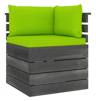  Kampinė sodo sofa iš palečių su pagalvėlėmis, pušies mediena - Moduliniai lauko baldai - 2