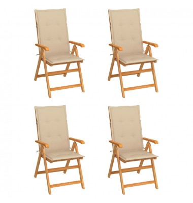  Sodo kėdės su smėlio spalvos pagalvėlėmis, 4vnt., tikmedis - Lauko kėdės - 1