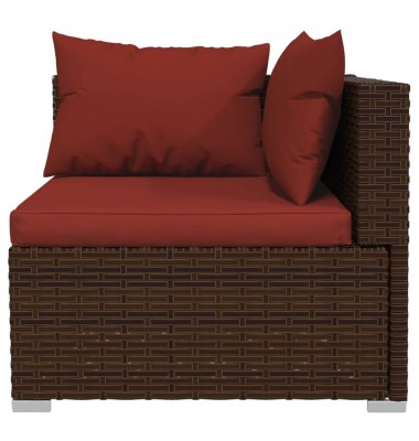  Sodo komplektas su pagalvėlėmis, 5 dalių, rudas, poliratanas - Lauko baldų komplektai - 4