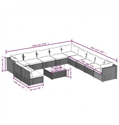  Sodo komplektas su pagalvėlėmis, 12 dalių, pilkas, poliratanas - Lauko baldų komplektai - 6