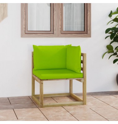  Kampinė sodo sofa su pagalvėlėmis, žaliai impregnuota pušis - Moduliniai lauko baldai - 1