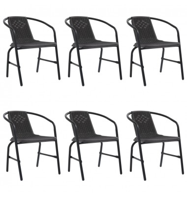  Sodo kėdės, 6vnt., plastikinis ratanas ir plienas, 110kg - Lauko kėdės - 1