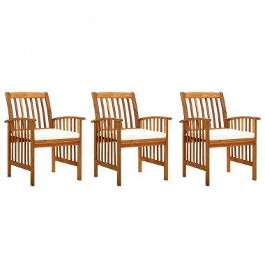  Sodo valgomojo kėdės su pagalvėlėmis, 3 vnt., akacijos masyvas - Lauko kėdės - 1