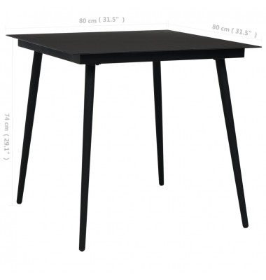  Sodo valgomojo stalas, juodas, 80x80x74cm, plienas ir stiklas - Lauko stalai, staliukai - 4