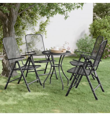  Sulankstomos sodo kėdės, 4vnt., antracito spalvos, metalas - Lauko kėdės - 1